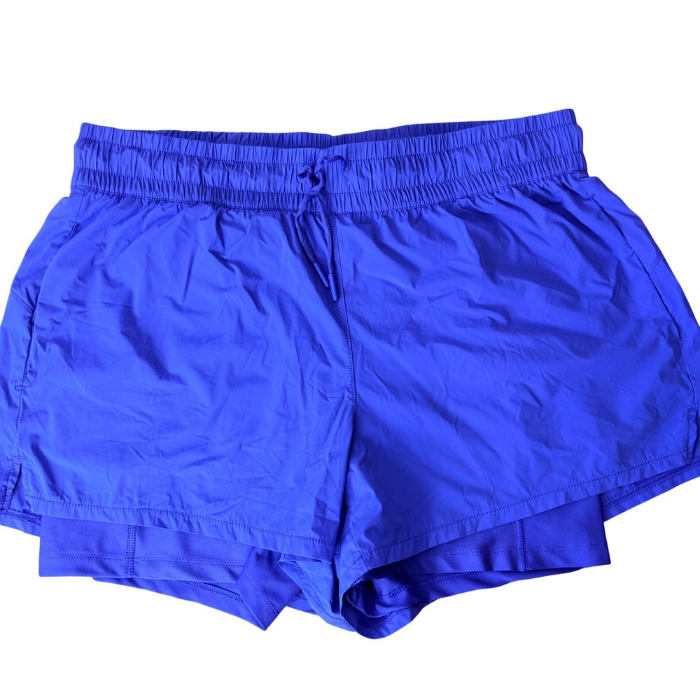 Spyder Active Womens 2-in-1 Running Shorts Royal Blue Large L Lined Athletic